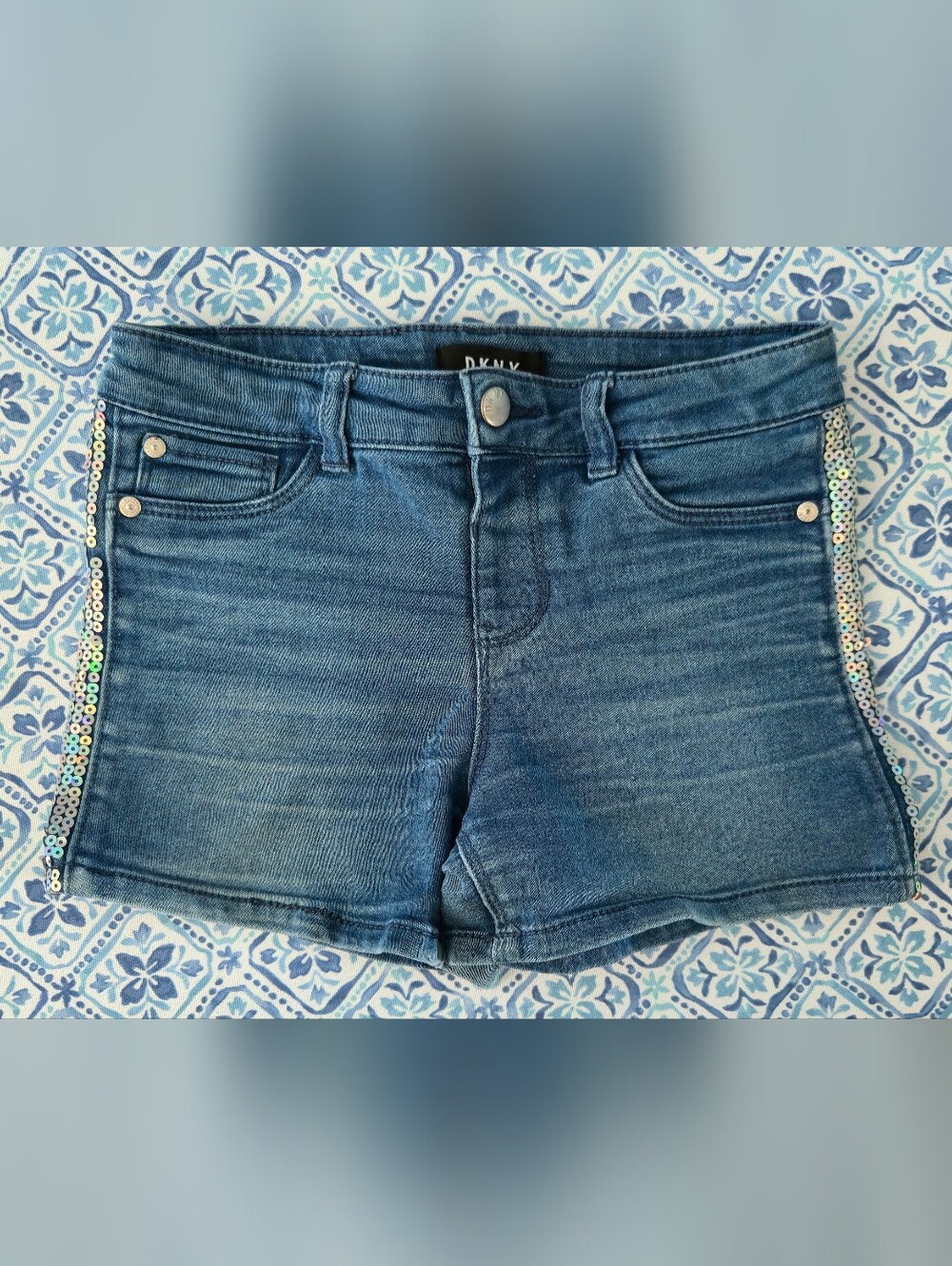*Back To School* DKNY Girls (10) Sequin Blue Jean Shorts